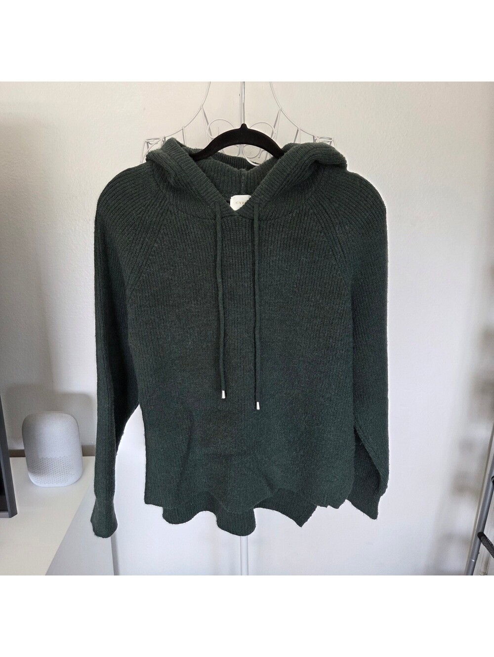 Cyrus ribbed knit pullover hoodie size small